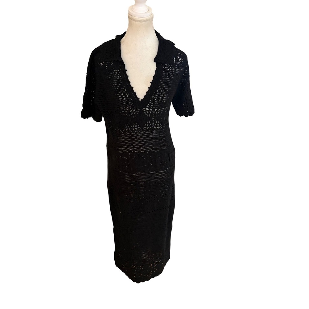 THE GREAT Crochet‎ Dress Black Midi Size 2 NEW Festival